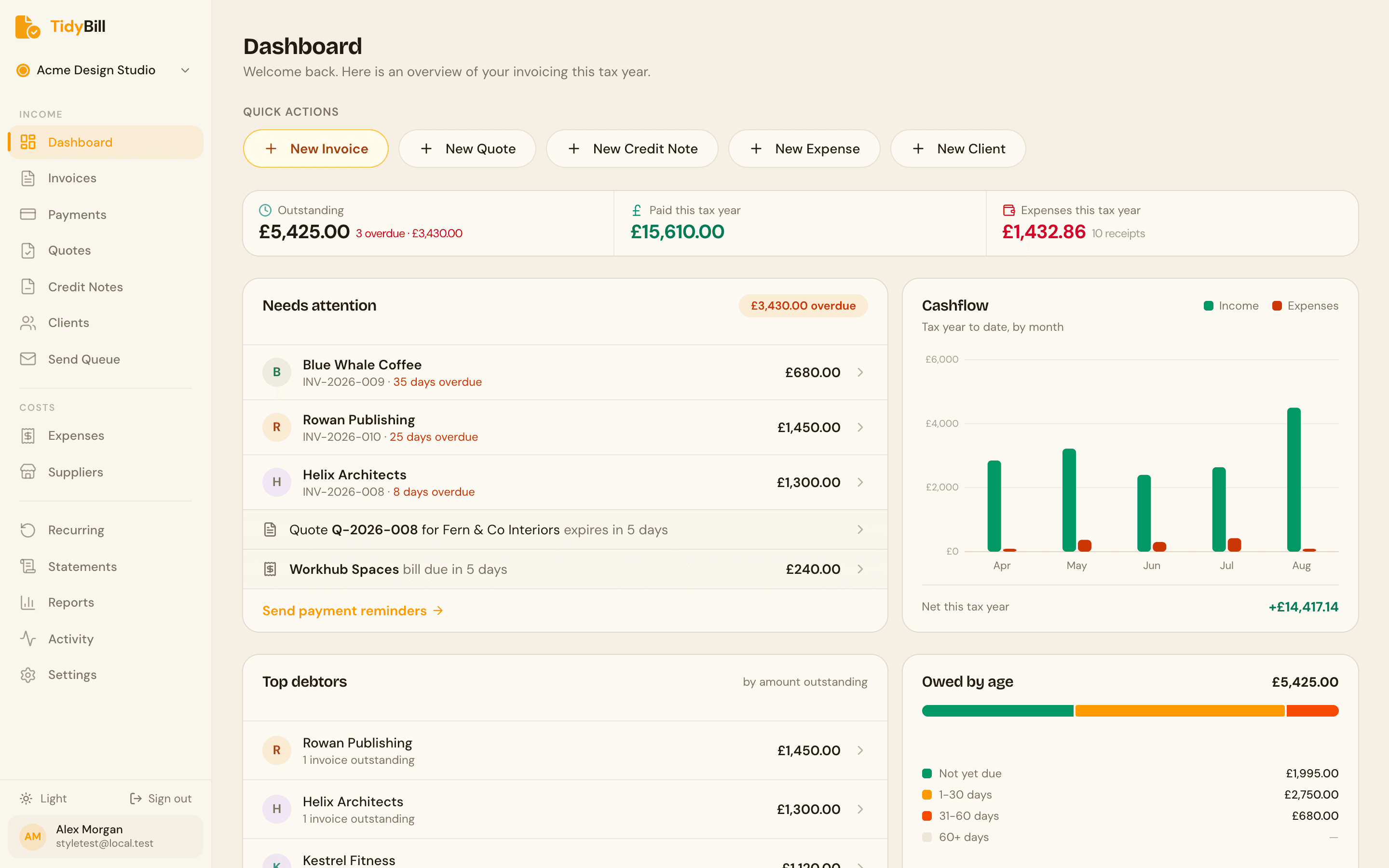 TidyBill Dashboard